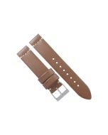 18mm Light Brown Smooth Leather White Horizonal Stitched Watch Band