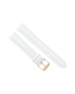 18mm White Crocodile Print Padded Stitched Leather Watch Band