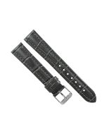 18mm Dark Grey Crocodile Print Padded Stitched Leather Watch Band