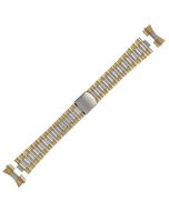 Two Tone Metal 18mm Curved Rollo With Lines Style Buckle Watch Strap