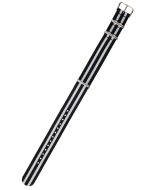 Black & White 18mm Long NATO Three Rings Nylon Watch Strap
