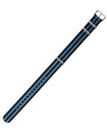 Black & Blue 18mm Long NATO Three Rings Nylon Watch Strap