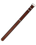 Black & Orange 18mm Long NATO Three Rings Nylon Watch Strap