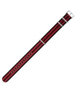 Black & Red 20mm Long NATO Three Rings Nylon Watch Strap