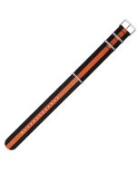 Black & Orange 22mm Long NATO Three Rings Nylon Watch Strap
