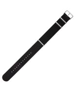 Black 24mm Long NATO Three Rings Nylon Watch Strap
