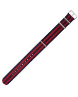 Navy & Red 24mm Long NATO Three Rings Nylon Watch Strap