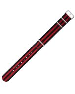 Black & Red 24mm Long NATO Three Rings Nylon Watch Strap