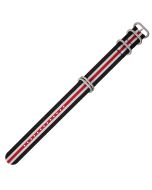 Black & Red Combo 22mm Long NATO Four Rings Nylon Watch Strap