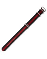 Black & Red 22mm Long NATO Four Rings Nylon Watch Strap