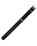 Black 24mm Long NATO Four Rings Nylon Watch Strap