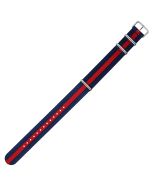 Navy & Red 20mm Long NATO Three Rings Nylon Watch Strap