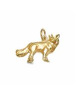 10K Yellow Gold 3D Wolf Charm